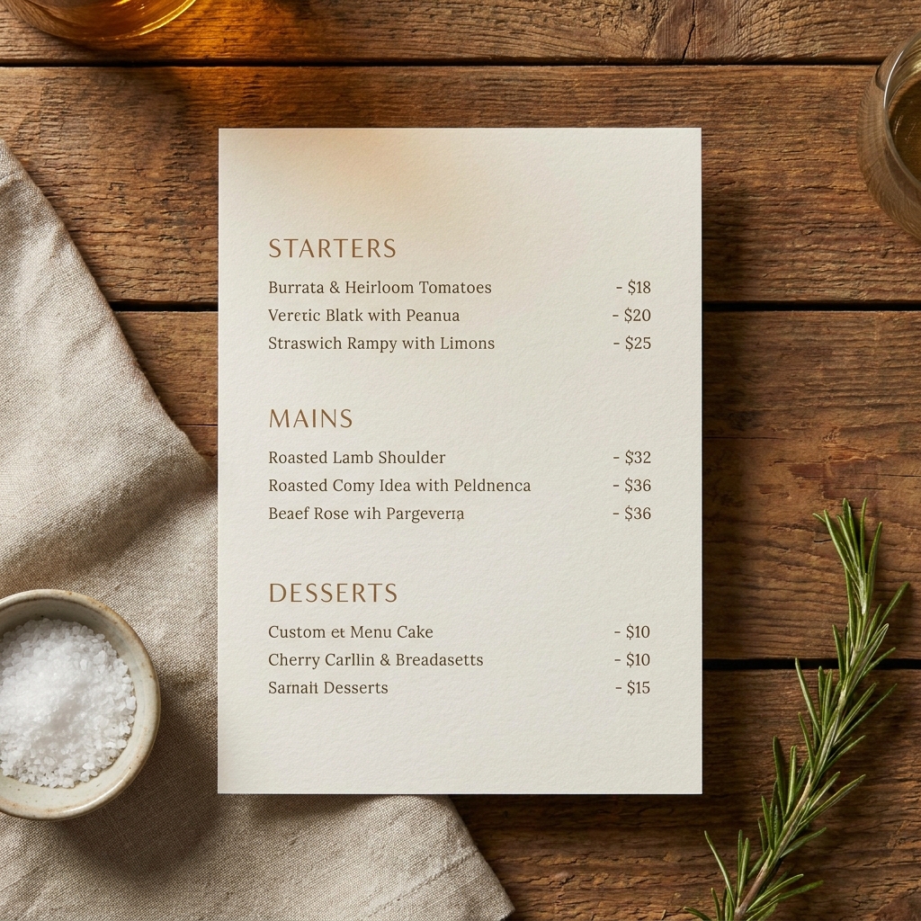Menu Design example
